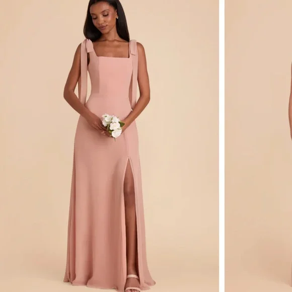 Birdy Grey Dusty Pink Maxi Dress with Bow Straps - Picture 2 of 2